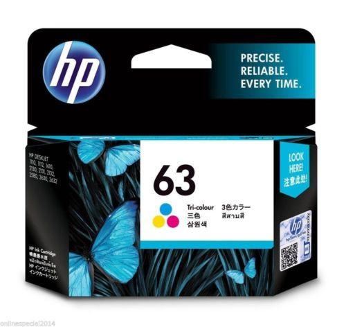 1 Genuine HP 63 Colour Ink Cartridge for HP2130,3630,4650, Envy 4520