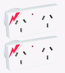 2x HPM Surge Protected Power Outlet Slimline Double Adaptor Powerpoint Plug In