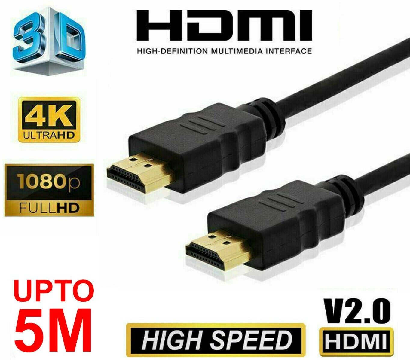 HDMI Cable v2.0 PREMIUM HD High Speed 4K 2160p 3D Lead 1m/2m/4m/5m/10m/15m/20m  • Tribunali Italiani